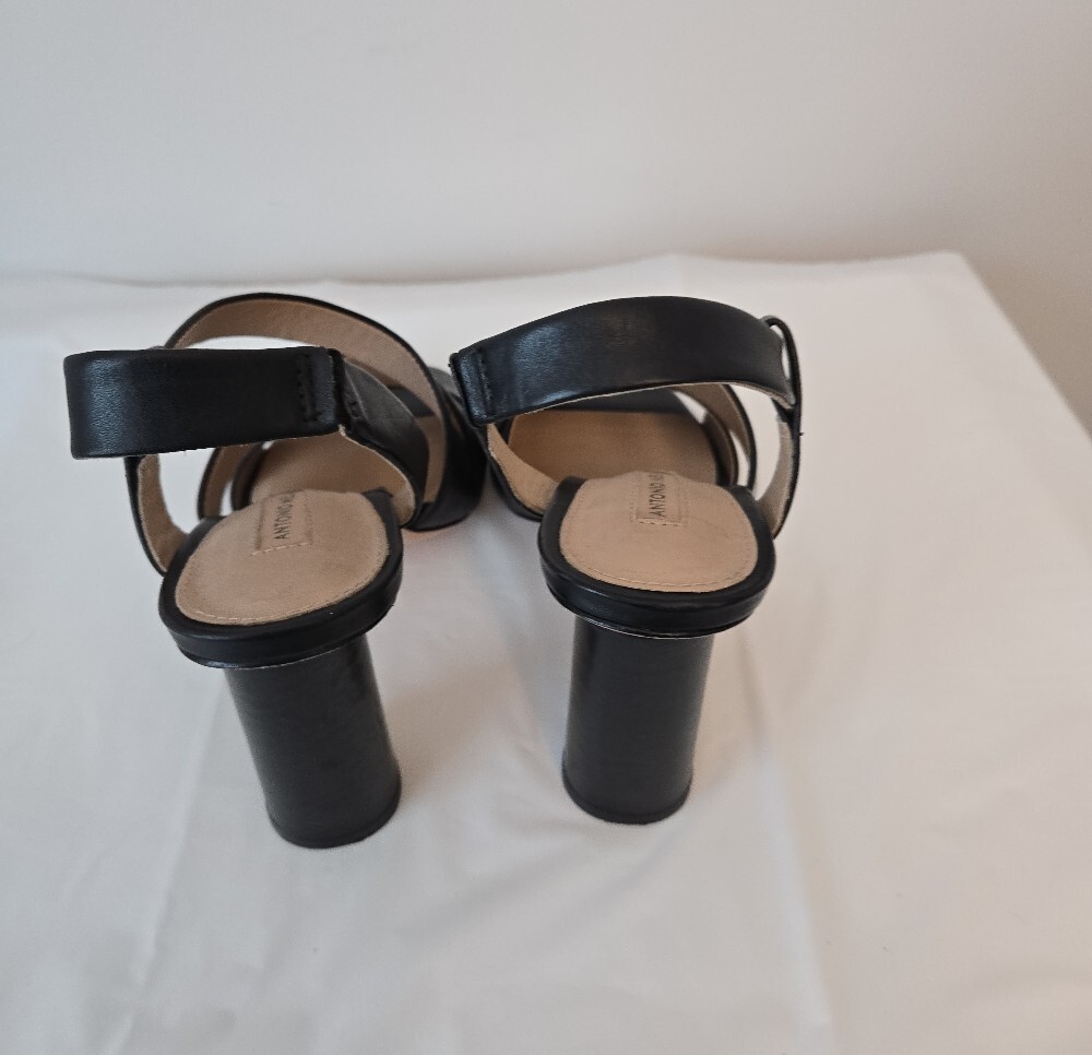 Antonio Melani Black Leather Crisscross Sandals – Size 6, 2.5–3" Heel - Picture 3 of 10
